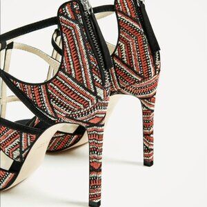 ZARA Contrast Fabric HEELS Size 38